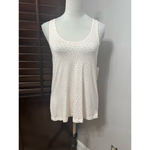 Honeydew Womens Cami Pink White Polka Dot Lacey Scoop Neck Sleeveless L New - $15.79