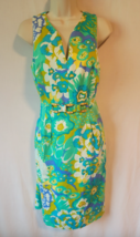 Carlisle 6 dress green blue purple white designer - $656.89 MXN
