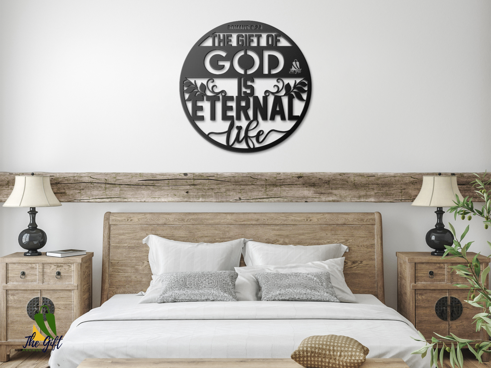 Custom Round Metal Wall Art -Gift of God is Eternal Life Romans 6:23 -Home Decor
