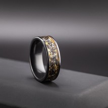 Meteorite Gold Leaf Wedding Ring, Mens Promise band, Gold Leaf Ring - £169.86 GBP