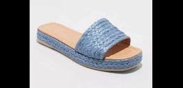 Universal Thread™ ~ Size 11 ~ Blue ~ Mardi ~ Slip-On ~ Raffia ~ Platform Sandals - £20.60 GBP