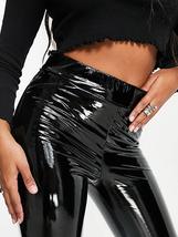 High-Waist Shiny Pencil Leggings - Ladies Casual Bodycon Trousers with Elastic B - £54.77 GBP+