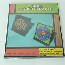 Wooden Desktop Dart Board Game, Vintage Set with 4 Tiny Darts 2 sides 5in - $23.69 CAD