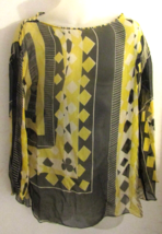 Jean Paul Gaultier Women&#39;s Sheer Geometric Maille Blouse Black Yellow Size M  - £396.11 GBP