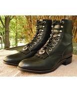 JUSTIN Leather Paddock Jodhpur BOOTS Western Kiltie CONCHO 5.5D/Junior 7.5 - $1,115.27 MXN