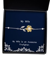 My Wife is an Awesome Firefighter. Sunflower Bracelet, Wife Jewelry, Unique Idea - £39.77 GBP