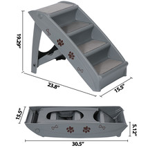 Foldable Pet Stairs Smaller Older Pets Home Portable Dog Steps Stairs, Gray - £53.15 GBP