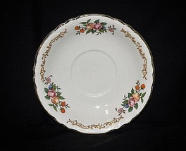 Old Vintage Saucer Plate by Homer Laughlin Fruit Floral Pattern Scalloped USA - £7.11 GBP