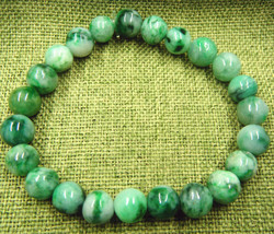 Certified Green Grade A Jade Jadeite 8mm Beads Bangle Stretchy Bracelet         - £48.82 GBP
