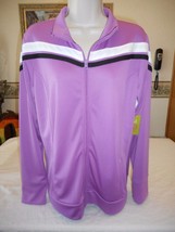 Women&#39;s Made For Life Full Zip Jacket Purple Black White Sz LARGE New - £20.28 GBP