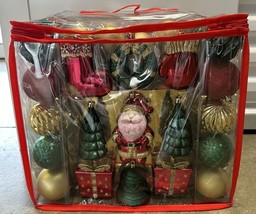 Holiday Living Christmas Ornaments 42 Shatterproof New Santa Bell Balls Red Gold - $18.99