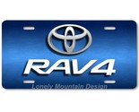 Toyota Rav 4 Inspired Art White on Blue FLAT Aluminum Novelty License Ta... - $17.99