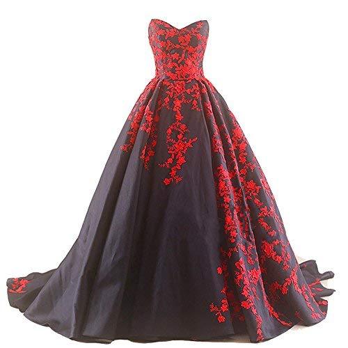 plus size black and red wedding dresses Illusion Long Sleeve Sequined Black Red Plus Size Wedding Dress