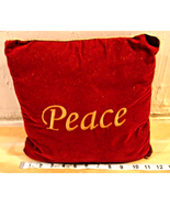 Peace Toss Pillow Red Gold Sparkles Christmas Holiday Home Living Decor - $6.88