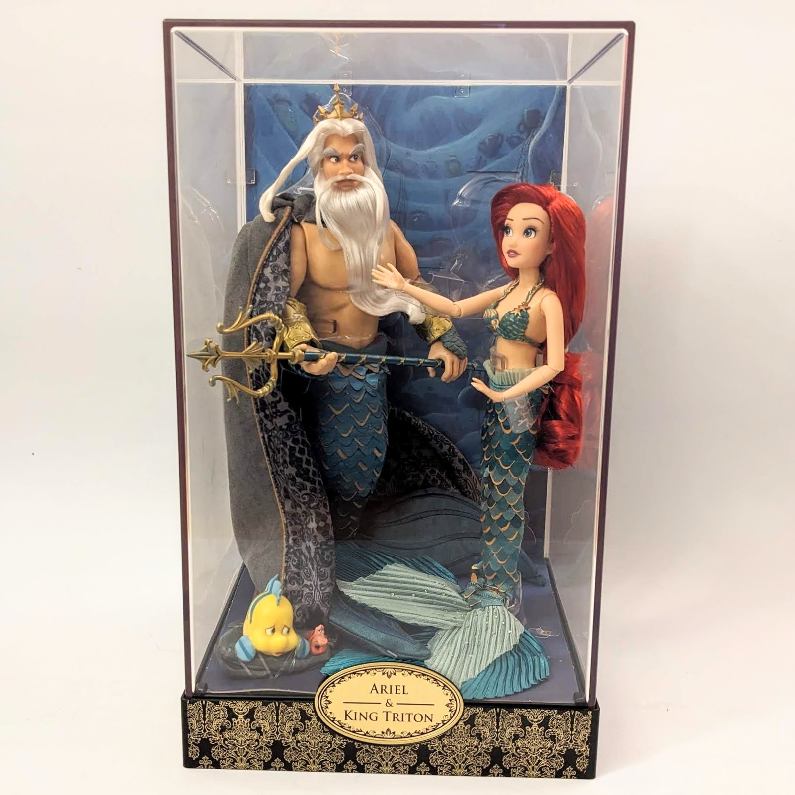 Primary image for Little Mermaid Disney Folklore Designer Doll: King Triton, Ariel, Flounder (p)