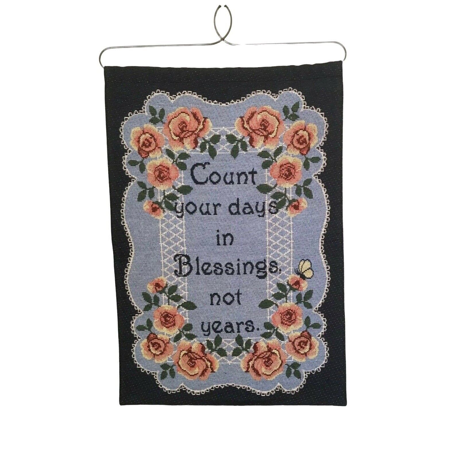 Blessings Inspirational Tapestry Wall Hanging Art Count Your Days In Blessings - $16.83
