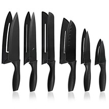 6 Pcs Kitchen tool Set with Covers, High Carbon Stainless Steel Black Co... - $31.97