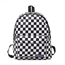 New Unisex Nylon Travel Backpack Black And White Plaid Outdoor student School ba - £19.68 GBP