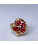 ANTIQUE DECO RUBY SAPPHIRE DIAMOND 14k gold RING! Unique Gem Report Make... - $2,033.02