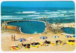 Africa Postcard Morocco Casablanca Sunbathing Pool and Beach Ocean - $4.94