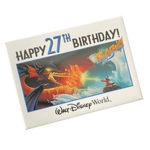 Walt Disney World Button Pin Cast Member Happy Birthday 27th Fantasia 3.5&quot; - £7.17 GBP