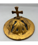 Vtg Cast Iron Metal Cross Incense Finial Candle Smoke Cap - $19.06