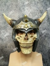 Skeleton Knight Costume Mask Helmet w/ Horns Skull Warrior Faux Armour Viking - £19.57 GBP