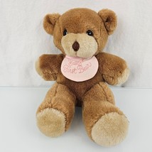 Hallmark Babys First Bear Musical Plush Pink Girl Bib Heartline 1989 VTG Teddy - £31.80 GBP