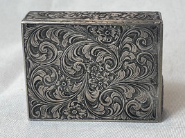 800 Silver Compact Rococo Style Etched Powder Trinket Box Push In Liptub... - $188.05