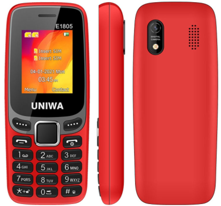 UNIWA E1805 Dual Sim 21 Keys 1.77 Inch Torch Wireless Mp3 Mp4 Fm 2g Phone Red