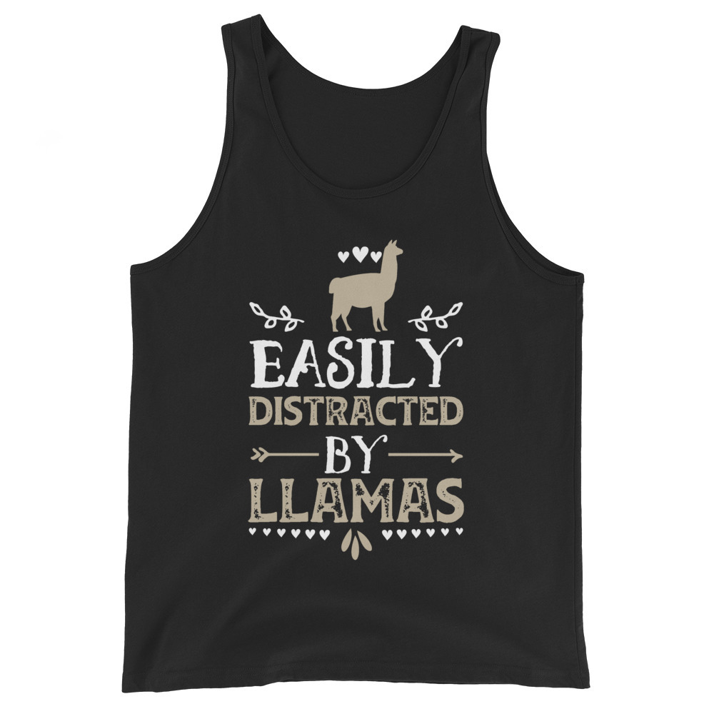 Easily Distracted By Llamas Funny Llama Lover Gift Shirt Unisex Tank Top