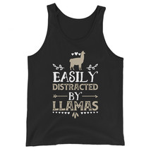 Easily Distracted By Llamas Funny Llama Lover Gift Shirt Unisex Tank Top - £19.66 GBP
