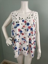 Women&#39;s Ann Taylor Factory Sleeveless Floral Print V-Neck Blouse Top Sz XL - $16.82