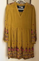Anthropologie Floreat Raella Embroidered Tunic Dress Floral Yellow gold ... - $34.62