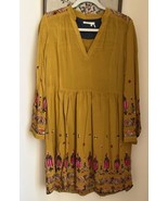 Anthropologie Floreat Raella Embroidered Tunic Dress Floral Yellow gold ... - £27.12 GBP