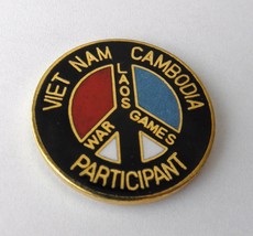 Vietnam Lapel Pin Peace Sign War Games Participant Laos Cambodia 1 Inch - £4.43 GBP