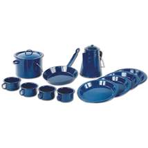 World Famous - Camping Cookware/Tableware, Made of Enamel Steel, Blue - £69.80 GBP
