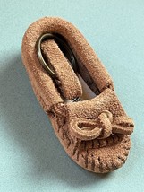 Miniature Minnetonka Promotional Tan Suede Leather Moccasin Key Chain Ba... - $13.09