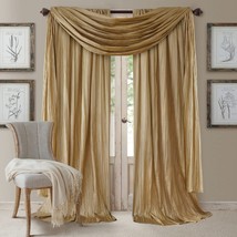 Elrene Home Fashions Athena Faux Crushed-Silk Window Curtain Panel And, Gold - £43.14 GBP