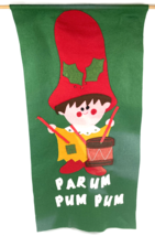 Vintage Christmas Felt Decoration Hanging Drummer Boy Elf Applique  16x33 - $33.00