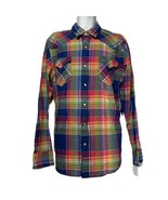 Polo Ralph Lauren Bright Western Button Up Madras Plaid Pearl Snap Shirt XL - $32.66