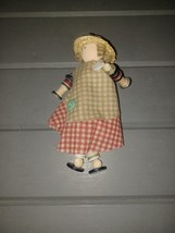 Vintage Handmade Small Doll With Wooden Head &amp; Body And Buttons For Arms... - $25.00