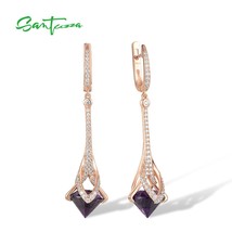 Ver drop earrings purple glass white cubic zirconia dangling earrings for women wedding thumb200