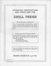 1951 Craftsman 103.23141  15&quot; Drill Press-Floor Model Instructions - £16.09 GBP