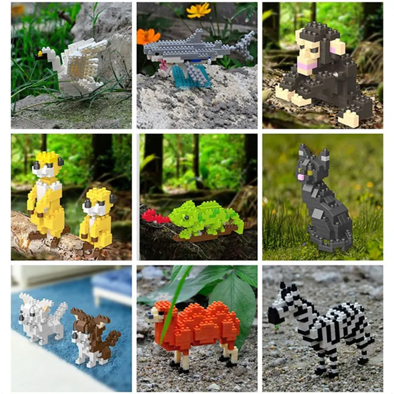 Play Play Toy Mini Building Blocks Micro Bricks Eagle Moose Dog Cat Bird Animals - £22.91 GBP