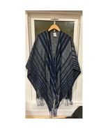 WOOLRICH Women&#39;s Wrap SHAWL Cape PONCHO Blue Gray PLAID Blanket Coat ONE... - $480.98 MXN