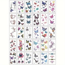 30pcs Set Butterfly Fake Temporary Tattoo Stickers, Body Arm Art Waterproof - $7.55