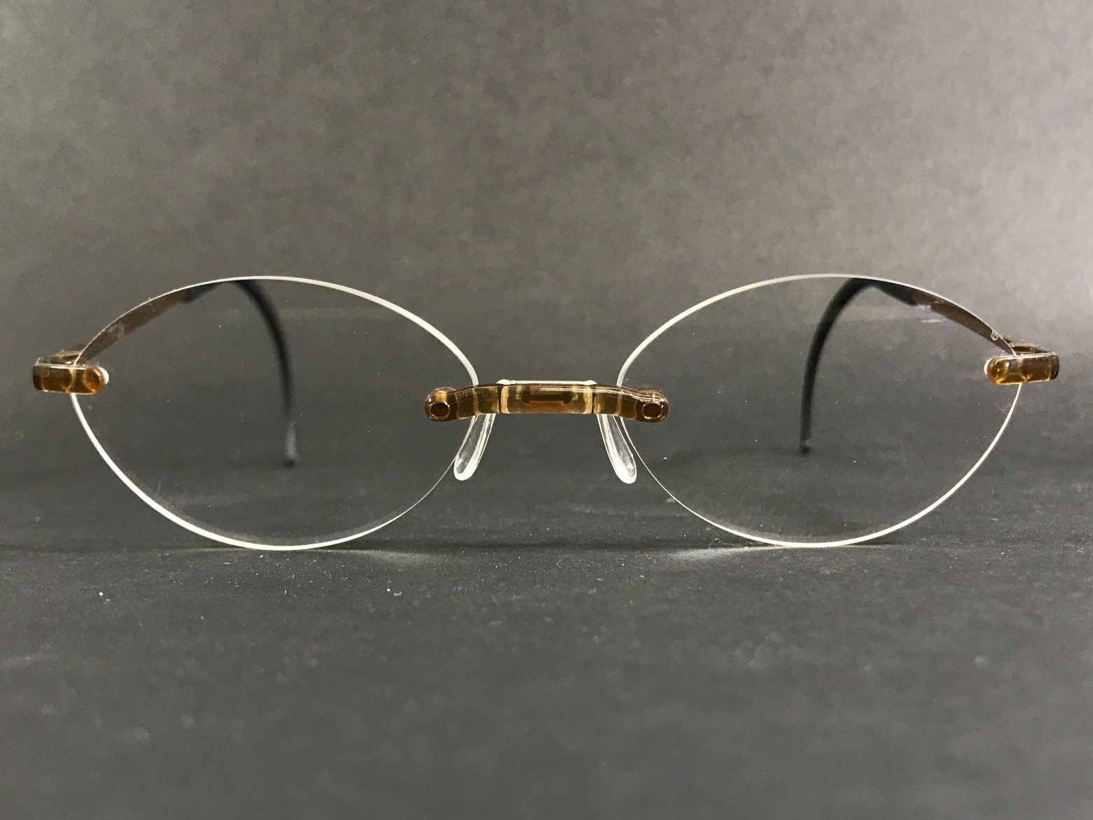 Eyephorics Eyeglasses Frames Swiss Made Clear Brown Rimless Oval 52-18-120 - $79.19