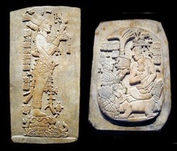 Pair of 2 Maya Mayan Art Wall Reliefs Plaques Sculptures Replica Reproduction - £70.43 GBP
