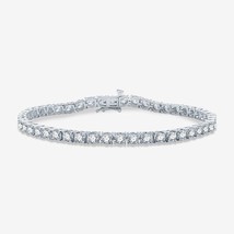 3ct Coupe Ronde Moissanite 3mm Tennis Bracelet 14K Plaqué or Blanc 7 &quot; A... - $214.57